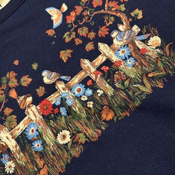 Vintage Basic Editions Fall Bird Graphic Sweatshirt Collared XL - Picture 3 of 6